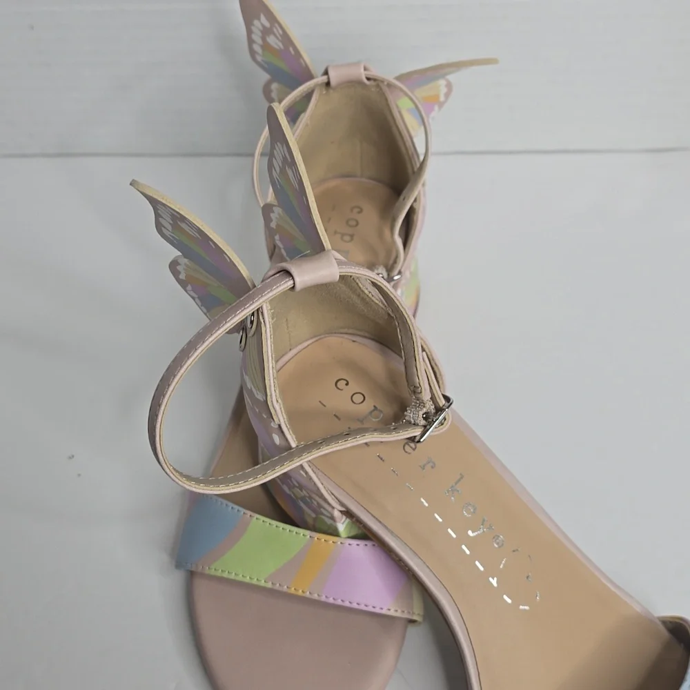 Copper Key Girls Majesty Leather Butterfly Print Wing Dress Sandals 3m